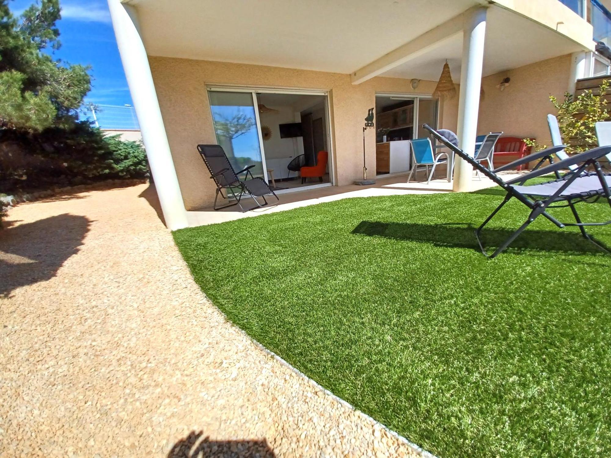 Plain-Pied Jardin 6 Personnes Clim Vue Mer Parking Wifi Terrasse Piscine Dans La Residence Saint-Pierre-la-Mer  Εξωτερικό φωτογραφία