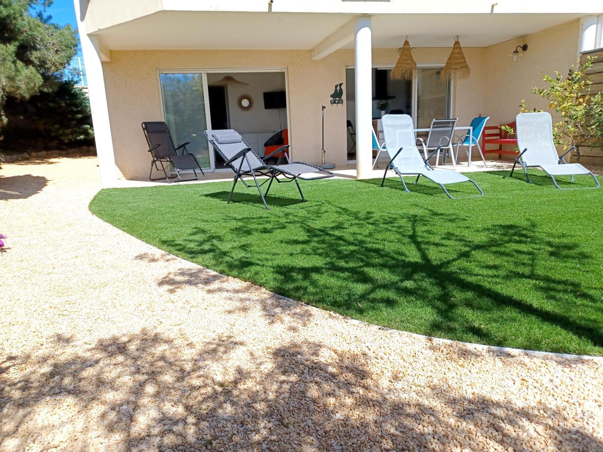 Plain-Pied Jardin 6 Personnes Clim Vue Mer Parking Wifi Terrasse Piscine Dans La Residence Saint-Pierre-la-Mer  Εξωτερικό φωτογραφία